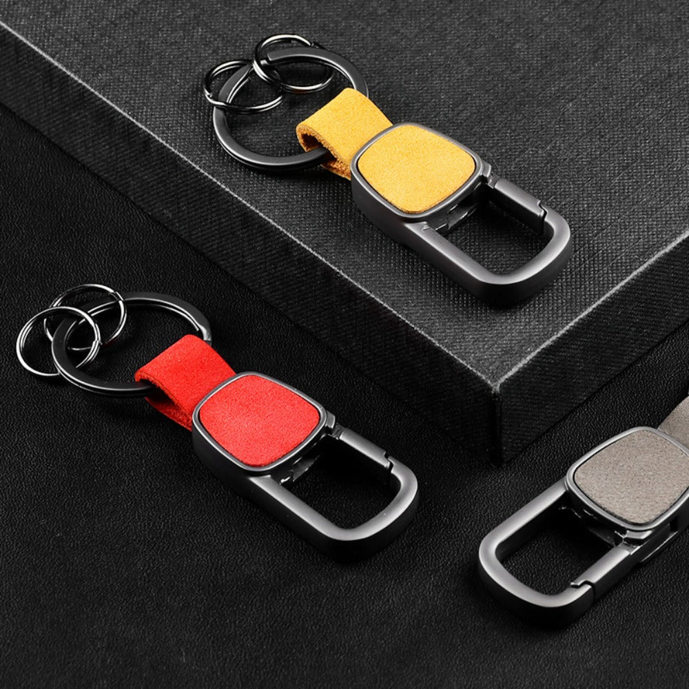 7 Light Luxury Genuine Cowhide Keychain Pendants; Metal Car Keychains, Men'S And Women'S Waist Buckles, Car Carving Decorations