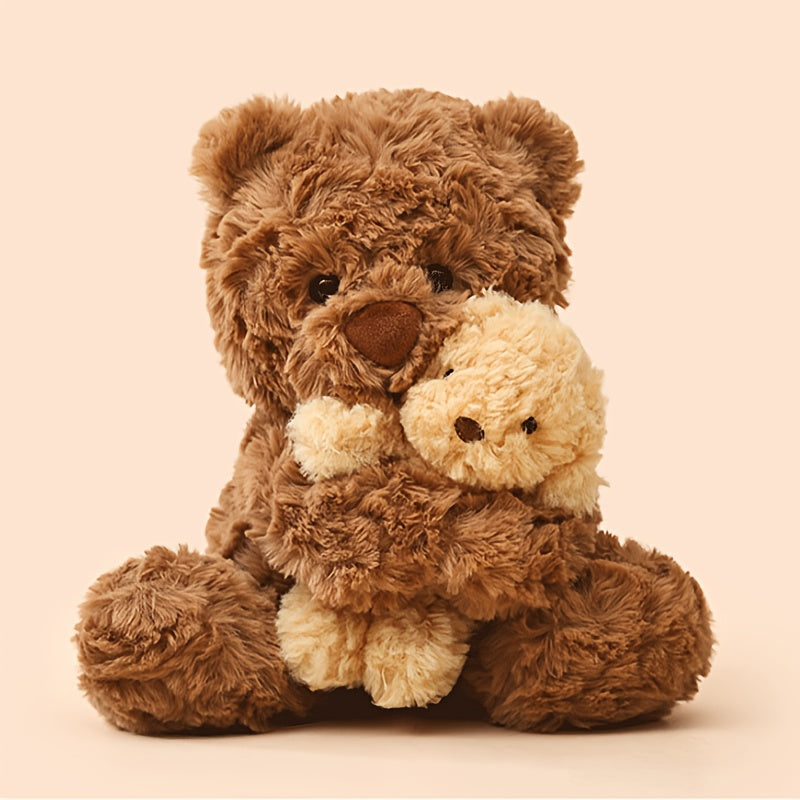 Cute Teddy Bear Plush Toy • Cartoon Bear Holding A Little\u002FMini Bear Dolls • Funny Soft Stuffed Interactive Doll • Cozy Home Sofa Decor Plush for Bedroom Desk Decoration Items • Gift for Family and Friends