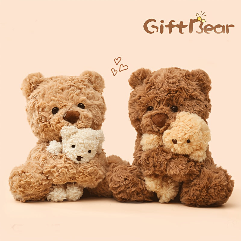 Cute Teddy Bear Plush Toy • Cartoon Bear Holding A Little\u002FMini Bear Dolls • Funny Soft Stuffed Interactive Doll • Cozy Home Sofa Decor Plush for Bedroom Desk Decoration Items • Gift for Family and Friends