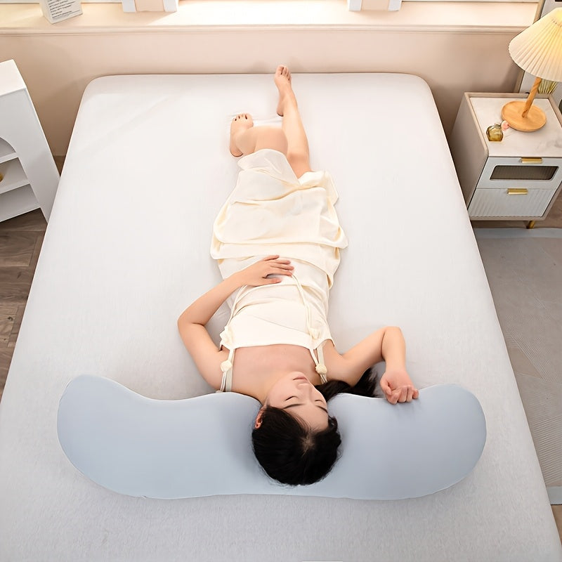 A Light Gray Curved Pillow That Conforms to The Body, Featuring High Elasticity And Full Filling, Resistant to Flattening, Suitable for Use on Sofas, Window Sills, And for Reading in Bed