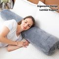 Gray Rectangular Body Pillow, Cervical and Lumbar Support Pillow, Cylindrical Pillow with Removable Cover. Ergonomic Sponge Lumbar Pillow, Multifunctional Pillow Designed for Side Sleeping with Leg-crossing Feature. Ideal for Bedroom Use, Especially