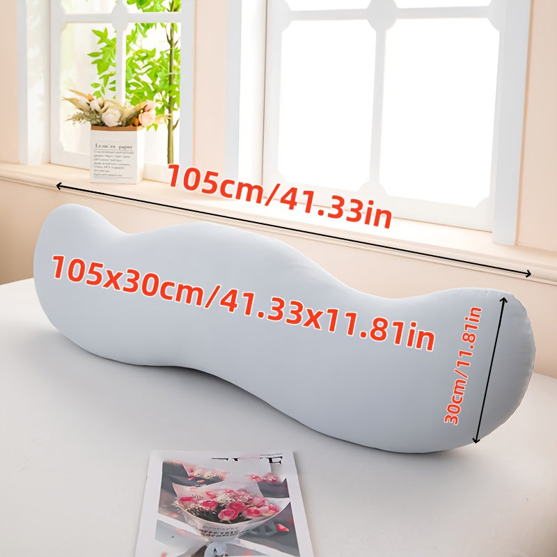 A Light Gray Curved Pillow That Conforms to The Body, Featuring High Elasticity And Full Filling, Resistant to Flattening, Suitable for Use on Sofas, Window Sills, And for Reading in Bed
