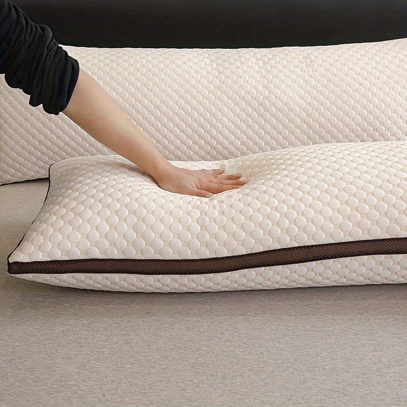 Luxurious 3D Long Pillow for Couples - Soft Polyester, Breathable & Comfortable, Perfect for Side Sleepers, Double Pillow Core
