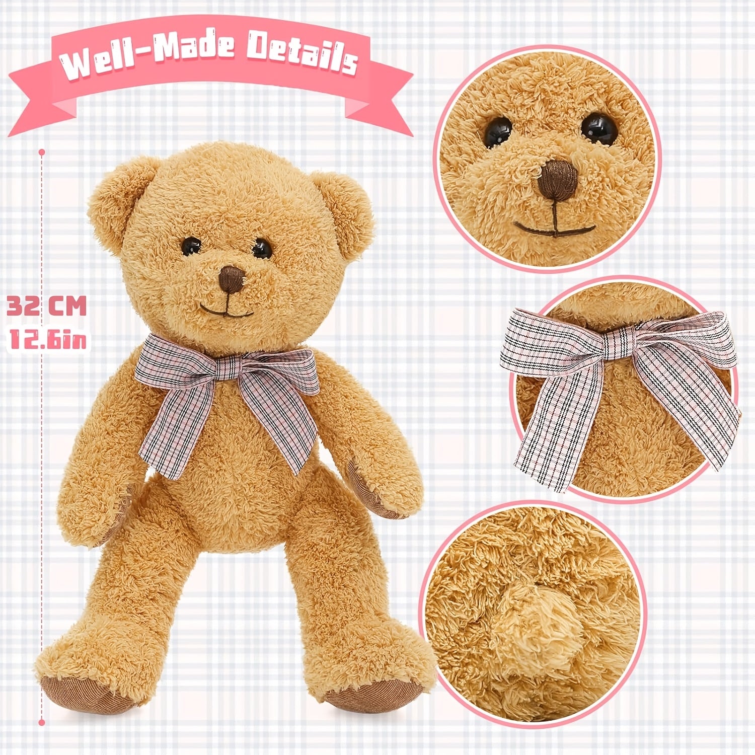 MorisMos 5pcs Stuffed Animals Bulk Plush Set Suitable for - Soft Teddy Bear, Bunnies, Monkey & Panda - Cuddly Toys for Kids Girls Teens, Baby Shower Decor, Christmas Easter Party Favors, Bedtime (5pcs)