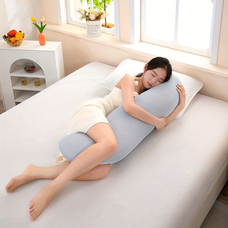 A Light Gray Curved Pillow That Conforms to The Body, Featuring High Elasticity And Full Filling, Resistant to Flattening, Suitable for Use on Sofas, Window Sills, And for Reading in Bed
