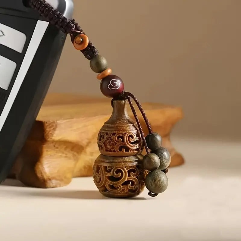 2pcs Sandalwood Gourd Wooden Hand-woven Keychain | Made with Hand-woven Rope and Smooth Wooden Beads, Ideal for Car Keys, Backpacks, and Phone Charms, Perfect for Valentine'S Day and Holiday Gifts