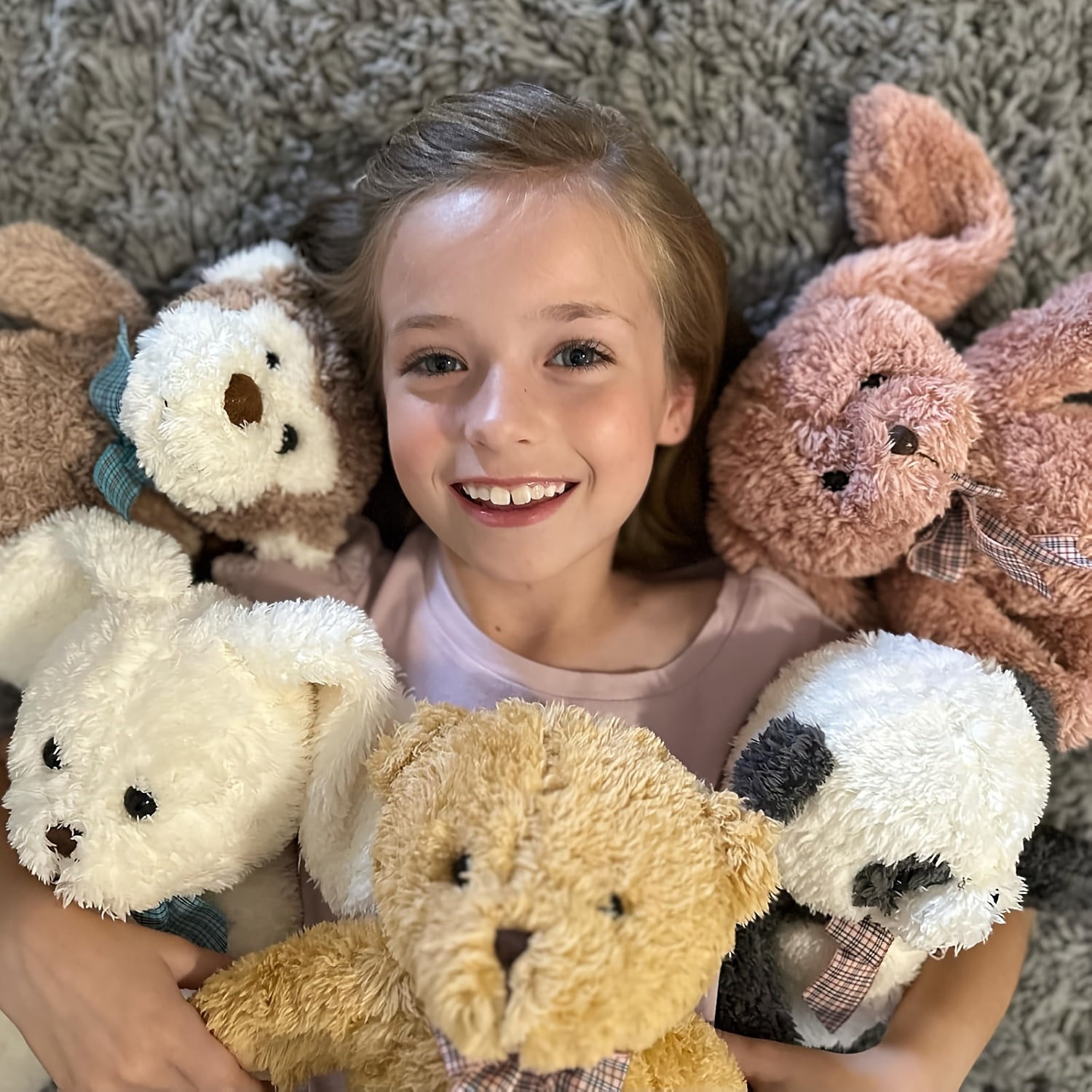 MorisMos 5pcs Stuffed Animals Bulk Plush Set Suitable for - Soft Teddy Bear, Bunnies, Monkey & Panda - Cuddly Toys for Kids Girls Teens, Baby Shower Decor, Christmas Easter Party Favors, Bedtime (5pcs)