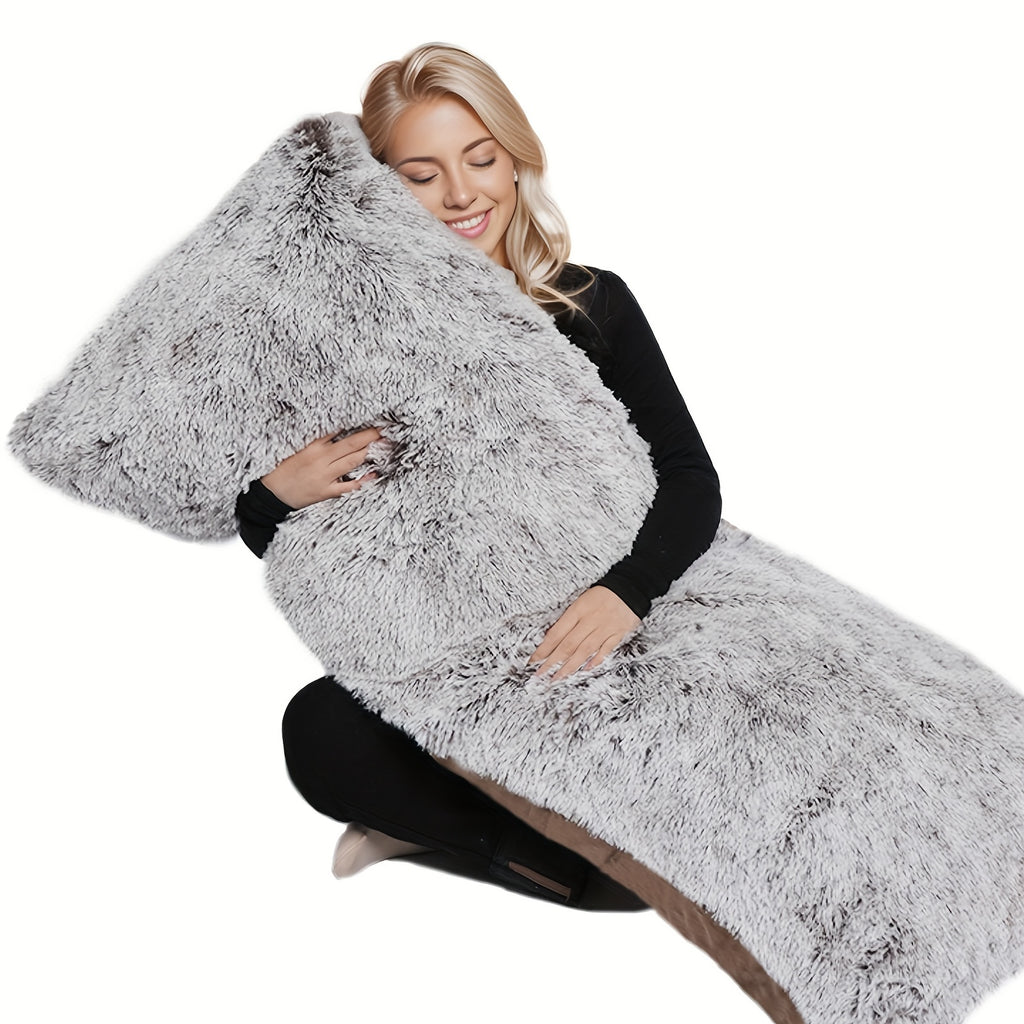 Soft Full Body Pillow 2pcs Soft And Fluffy Full Body Pillow | One Pillowcase + One Pillow Insert, Long Pillow for Side Sleepers, Back Support, Removable And Washable Cover (Gray, Pink, 20\