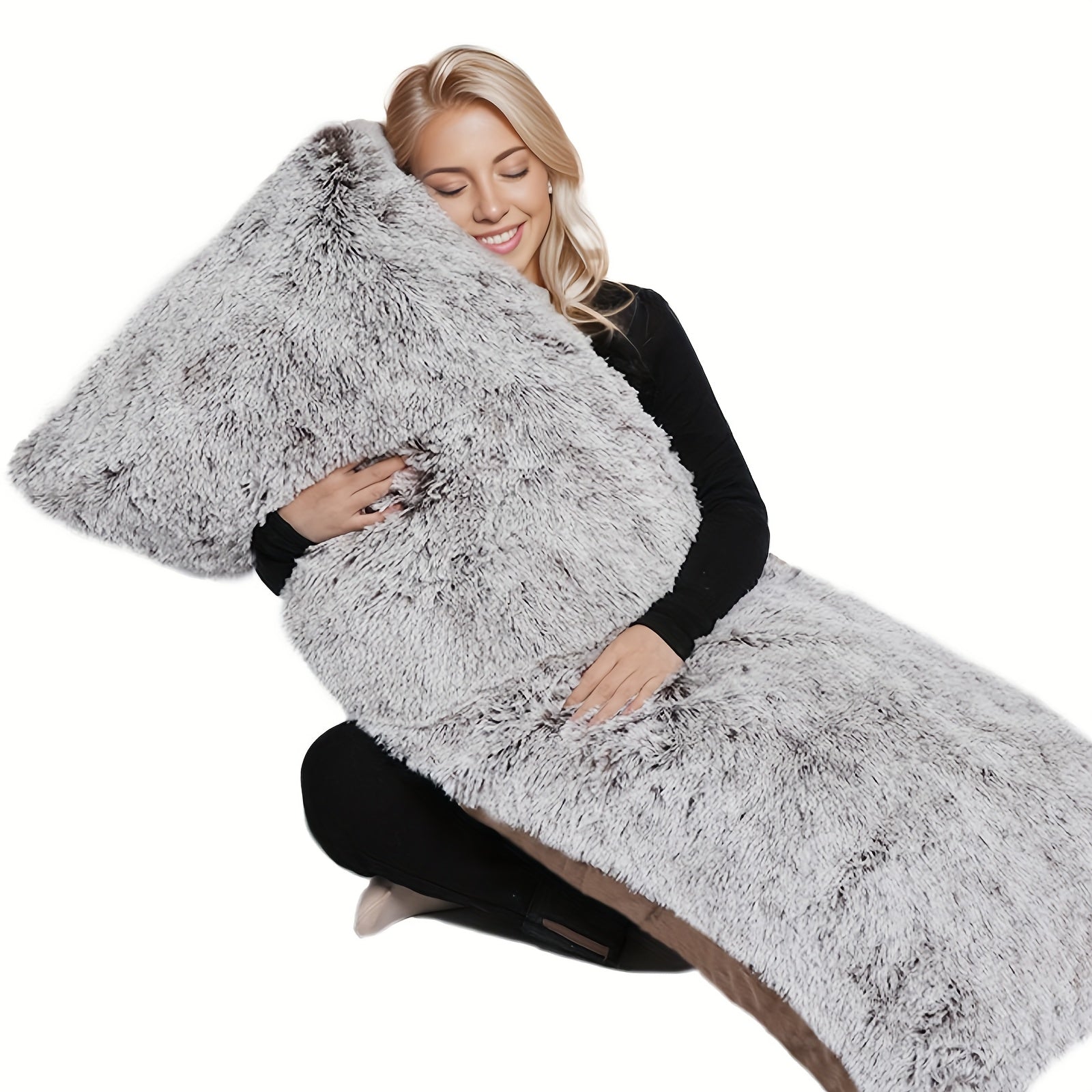 Soft Full Body Pillow 2pcs Soft And Fluffy Full Body Pillow | One Pillowcase + One Pillow Insert, Long Pillow for Side Sleepers, Back Support, Removable And Washable Cover (Gray, Pink, 20\