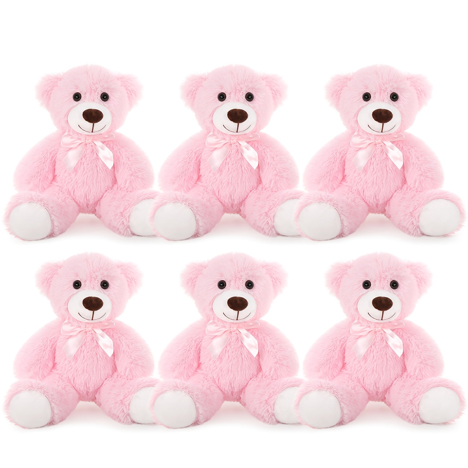 TF Rainbow Bear Set of Six in Pink - 13.78inch