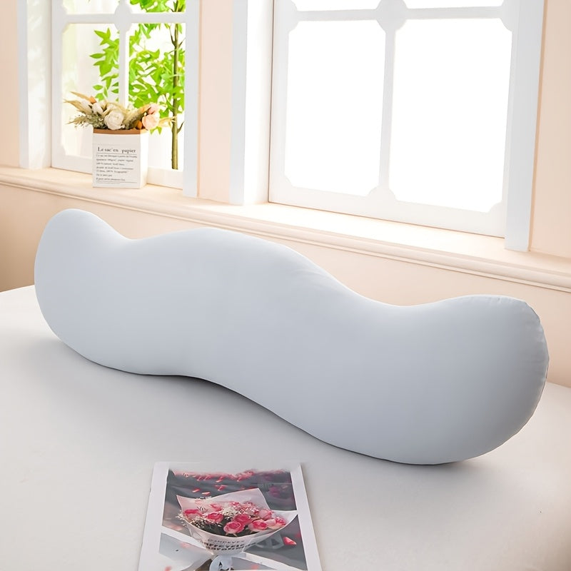 A Light Gray Curved Pillow That Conforms to The Body, Featuring High Elasticity And Full Filling, Resistant to Flattening, Suitable for Use on Sofas, Window Sills, And for Reading in Bed