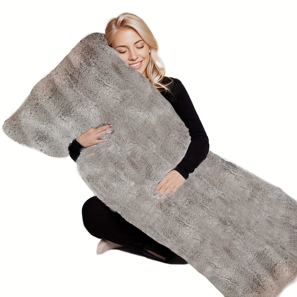 Soft Full Body Pillow 2pcs Soft And Fluffy Full Body Pillow | One Pillowcase + One Pillow Insert, Long Pillow for Side Sleepers, Back Support, Removable And Washable Cover (Gray, Pink, 20\