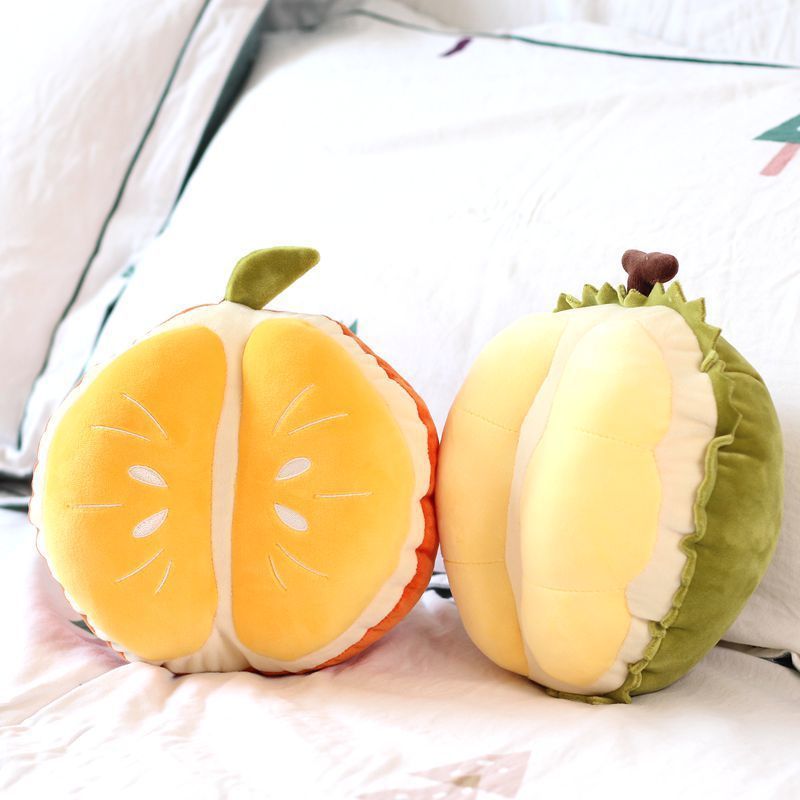 Cute Orange Plush Durian Pillow| Super Soft Polyester Faux Plush Doll, Lunch Break Cushion