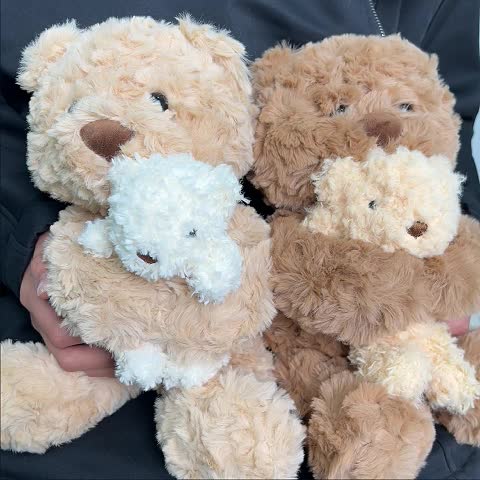 Cute Teddy Bear Plush Toy • Cartoon Bear Holding A Little\u002FMini Bear Dolls • Funny Soft Stuffed Interactive Doll • Cozy Home Sofa Decor Plush for Bedroom Desk Decoration Items • Gift for Family and Friends