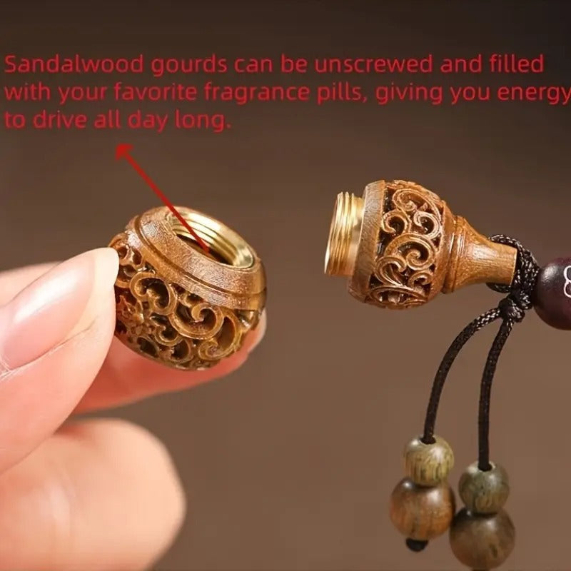 2pcs Sandalwood Gourd Wooden Hand-woven Keychain | Made with Hand-woven Rope and Smooth Wooden Beads, Ideal for Car Keys, Backpacks, and Phone Charms, Perfect for Valentine'S Day and Holiday Gifts