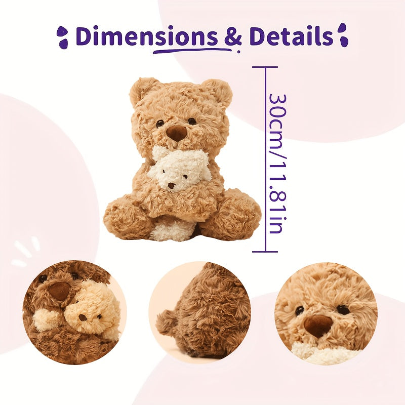 Cute Teddy Bear Plush Toy • Cartoon Bear Holding A Little\u002FMini Bear Dolls • Funny Soft Stuffed Interactive Doll • Cozy Home Sofa Decor Plush for Bedroom Desk Decoration Items • Gift for Family and Friends