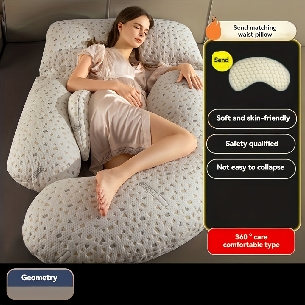 J-Shape Full Body Pillow | Cooling Cover Dark Grey, Polyester Filling, Medium Soft Firmness, Suitable for Whole Body