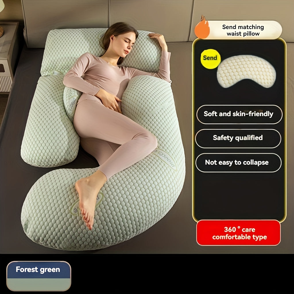 J-Shape Full Body Pillow | Cooling Cover Dark Grey, Polyester Filling, Medium Soft Firmness, Suitable for Whole Body