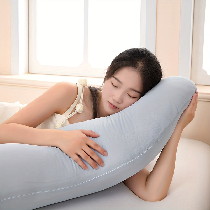 A Light Gray Curved Pillow That Conforms to The Body, Featuring High Elasticity And Full Filling, Resistant to Flattening, Suitable for Use on Sofas, Window Sills, And for Reading in Bed
