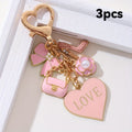 3pcs Pink Bag Cosmetics Love Oil Dripping Keychain Cute And Compact Mini Korean Ornament Handbag Pendant Gift