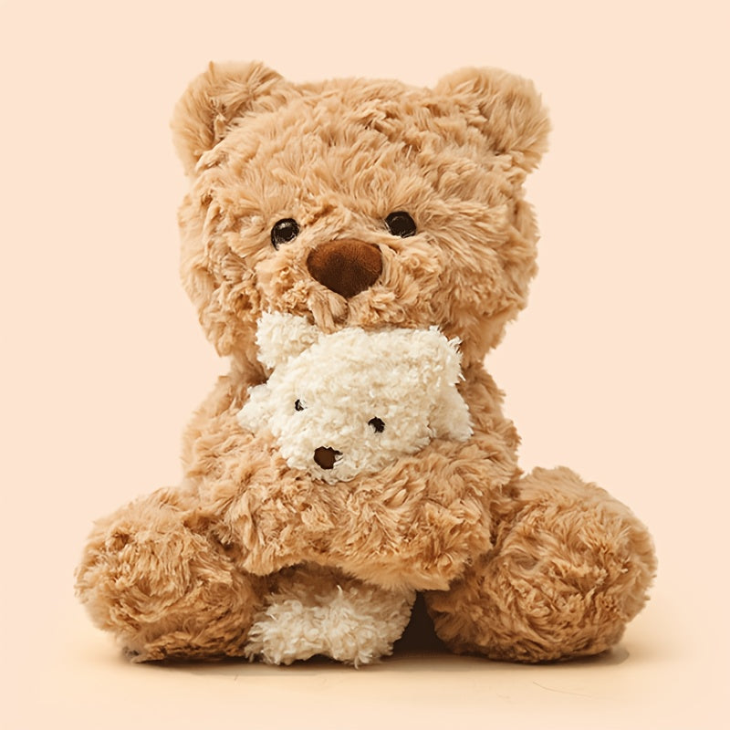 Cute Teddy Bear Plush Toy • Cartoon Bear Holding A Little\u002FMini Bear Dolls • Funny Soft Stuffed Interactive Doll • Cozy Home Sofa Decor Plush for Bedroom Desk Decoration Items • Gift for Family and Friends