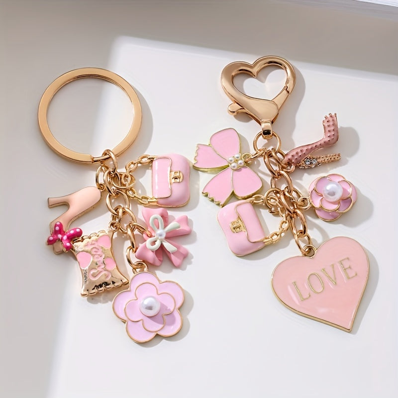 3pcs Pink Bag Cosmetics Love Oil Dripping Keychain Cute And Compact Mini Korean Ornament Handbag Pendant Gift