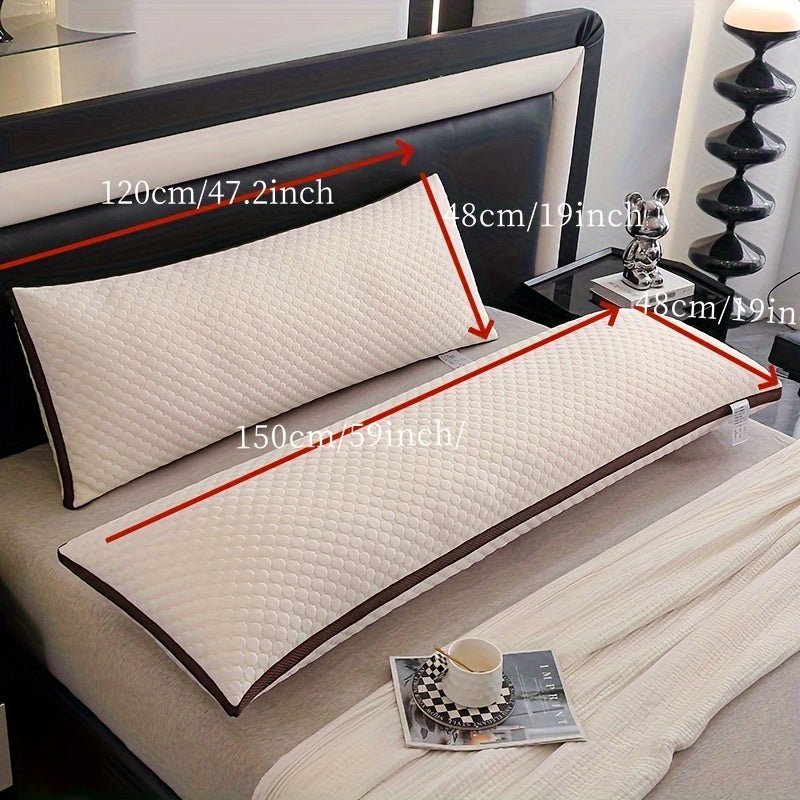 Luxurious 3D Long Pillow for Couples - Soft Polyester, Breathable & Comfortable, Perfect for Side Sleepers, Double Pillow Core
