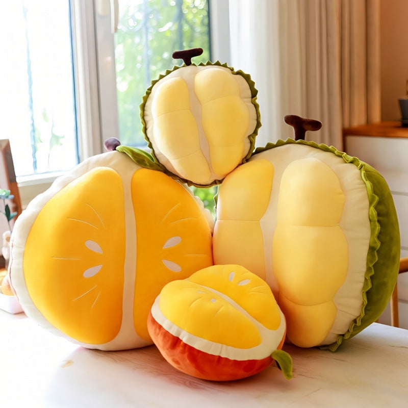 Cute Orange Plush Durian Pillow| Super Soft Polyester Faux Plush Doll, Lunch Break Cushion