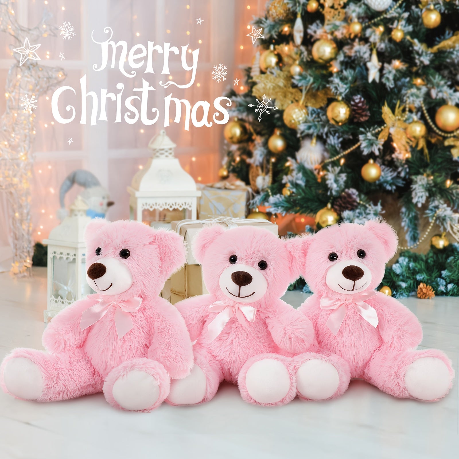 TF Rainbow Bear Set of Six in Pink - 13.78inch
