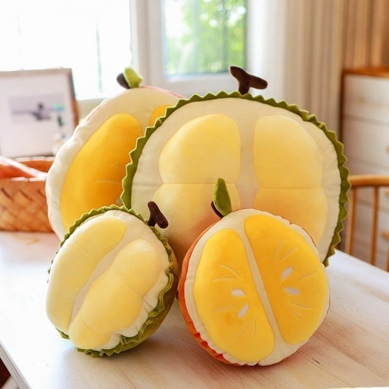 Cute Orange Plush Durian Pillow| Super Soft Polyester Faux Plush Doll, Lunch Break Cushion