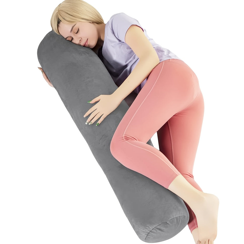 Gray Rectangular Body Pillow, Cervical and Lumbar Support Pillow, Cylindrical Pillow with Removable Cover. Ergonomic Sponge Lumbar Pillow, Multifunctional Pillow Designed for Side Sleeping with Leg-crossing Feature. Ideal for Bedroom Use, Especially